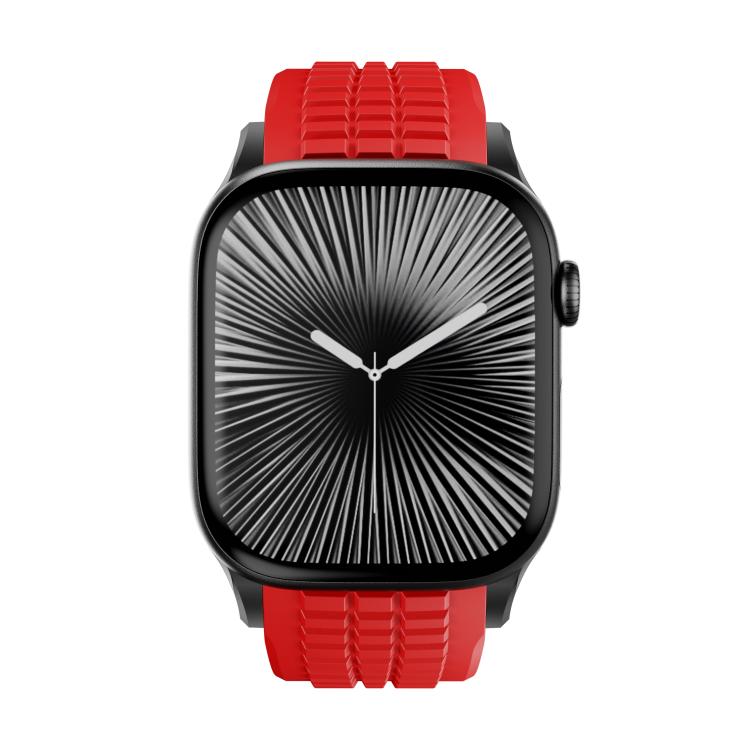 For Apple Watch 46mm / 49mm / 45mm / 44mm Knurled Texture Folding Buckle Silicone Watch Band