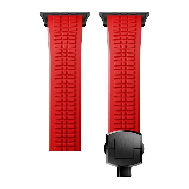 For Apple Watch 46mm / 49mm / 45mm / 44mm Knurled Texture Folding Buckle Silicone Watch Band