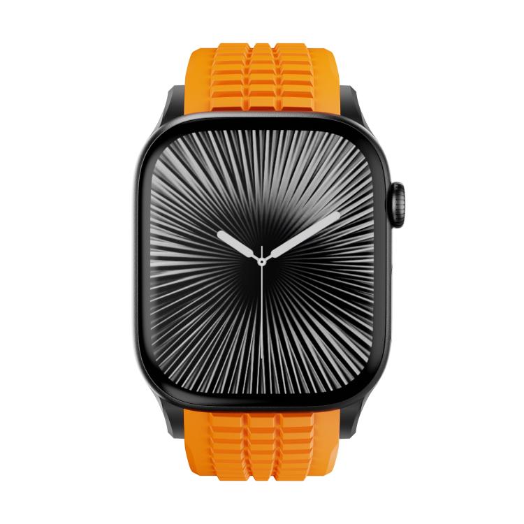 For Apple Watch 46mm / 49mm / 45mm / 44mm Knurled Texture Folding Buckle Silicone Watch Band