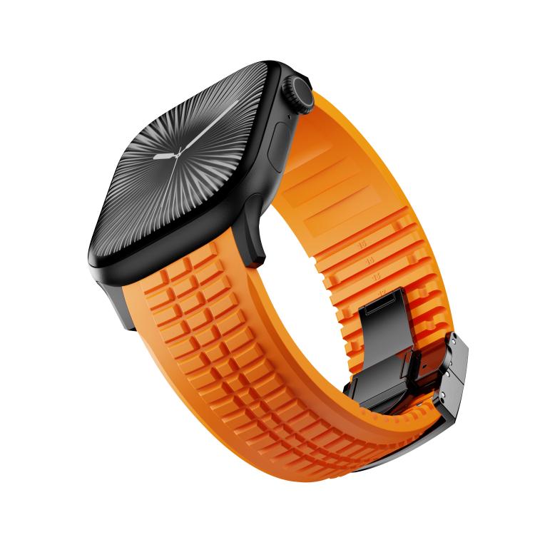 For Apple Watch 46mm / 49mm / 45mm / 44mm Knurled Texture Folding Buckle Silicone Watch Band