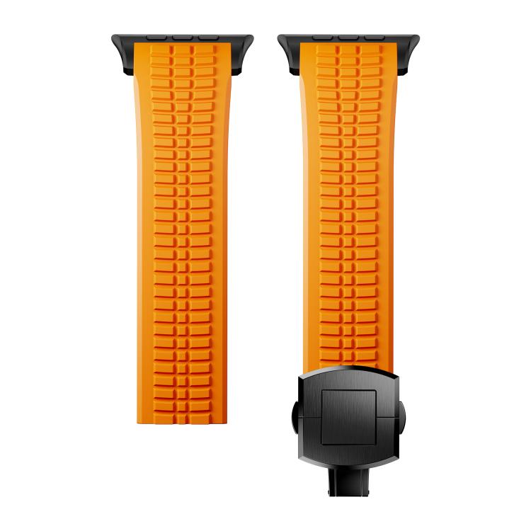 For Apple Watch 46mm / 49mm / 45mm / 44mm Knurled Texture Folding Buckle Silicone Watch Band