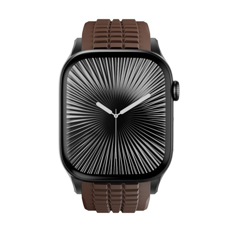 For Apple Watch 46mm / 49mm / 45mm / 44mm Knurled Texture Folding Buckle Silicone Watch Band