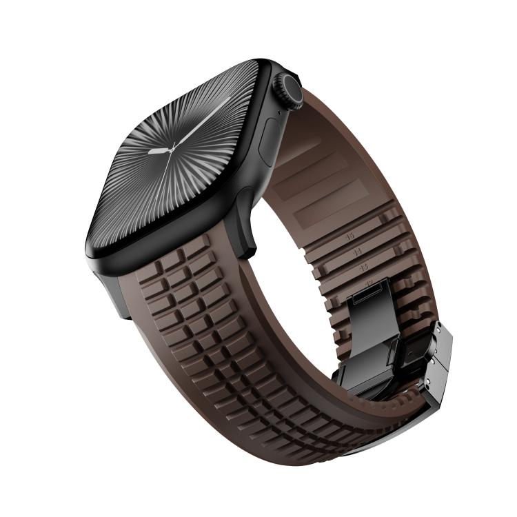 For Apple Watch 46mm / 49mm / 45mm / 44mm Knurled Texture Folding Buckle Silicone Watch Band