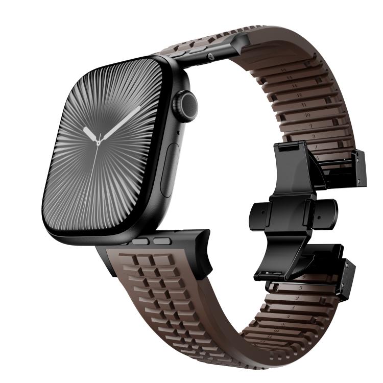For Apple Watch 46mm / 49mm / 45mm / 44mm Knurled Texture Folding Buckle Silicone Watch Band