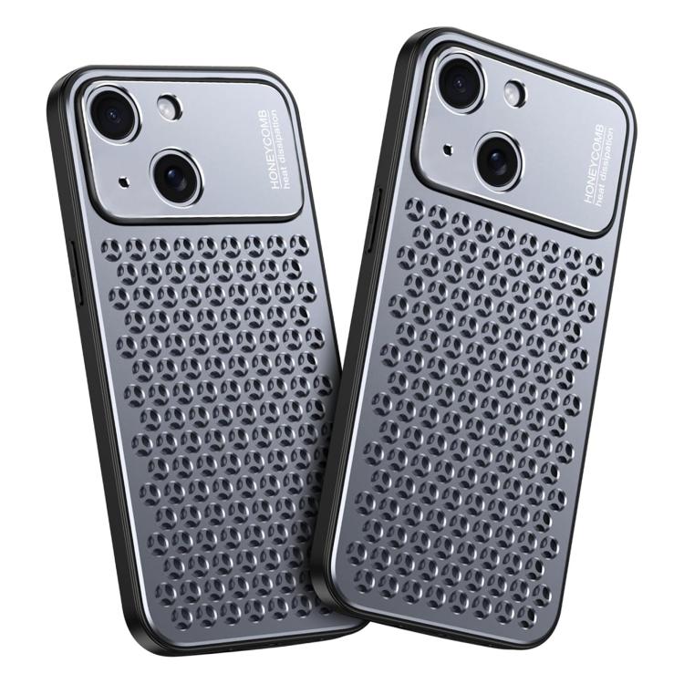 For iPhone 14 Plus Kalebol Metal Cooling Breathable Hollow Phone Case