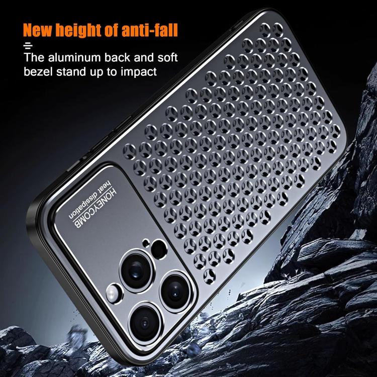 For iPhone 13 Kalebol Metal Cooling Breathable Hollow Phone Case