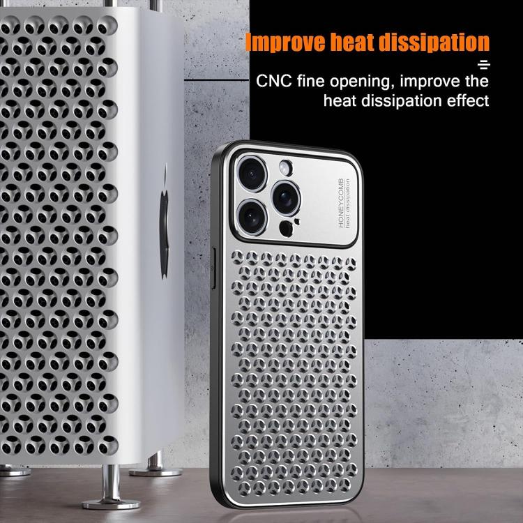 For iPhone 16 Plus Kalebol Metal Cooling Breathable Hollow Phone Case