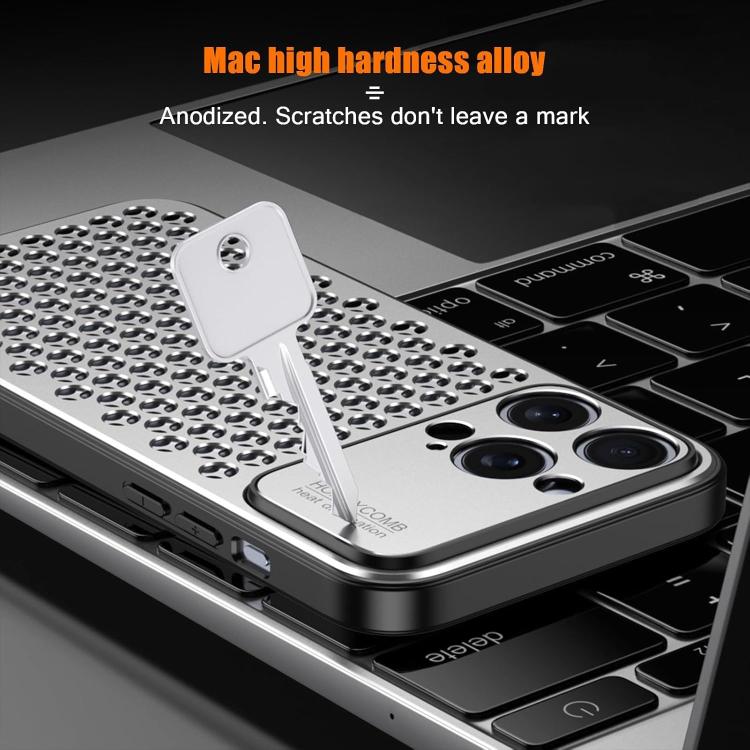 For iPhone 16 Plus Kalebol Metal Cooling Breathable Hollow Phone Case
