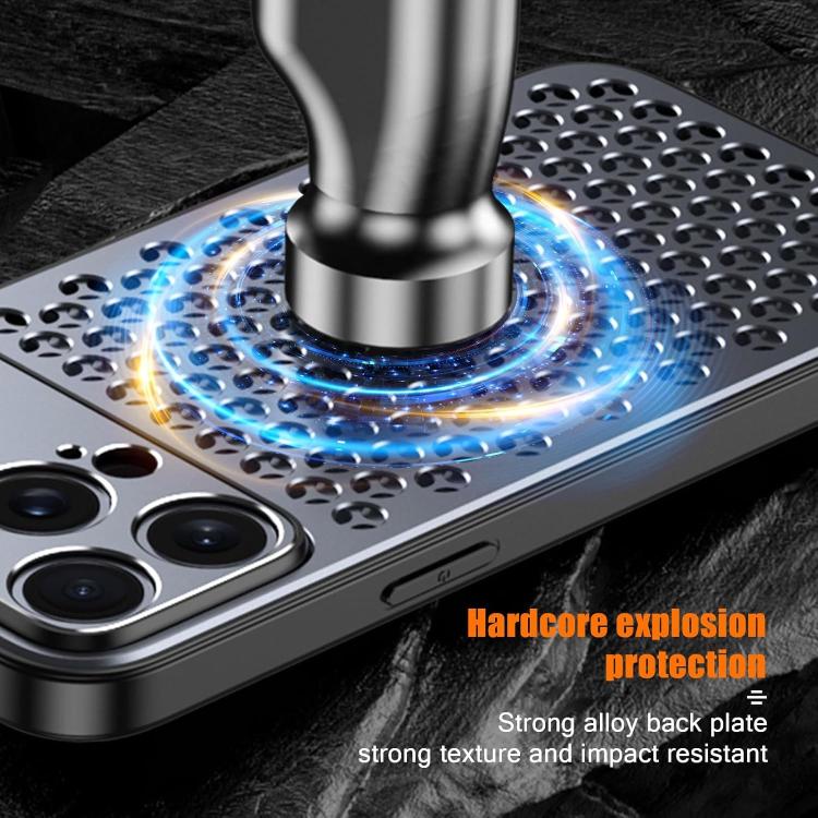 For iPhone 16 Plus Kalebol Metal Cooling Breathable Hollow Phone Case