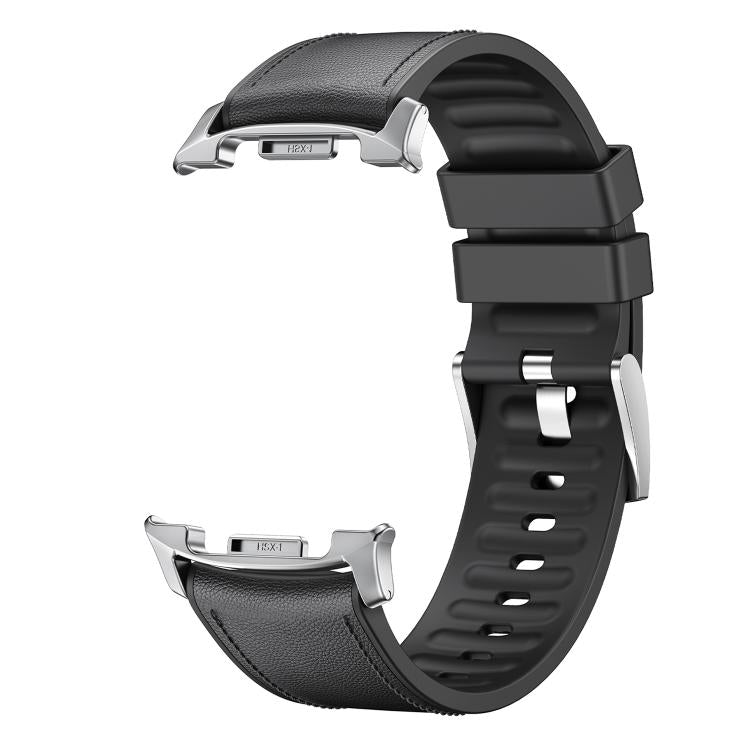 For Samsung Galaxy Watch8 / Watch8 Classic Metal Head Leather Skin Silicone Watch Band