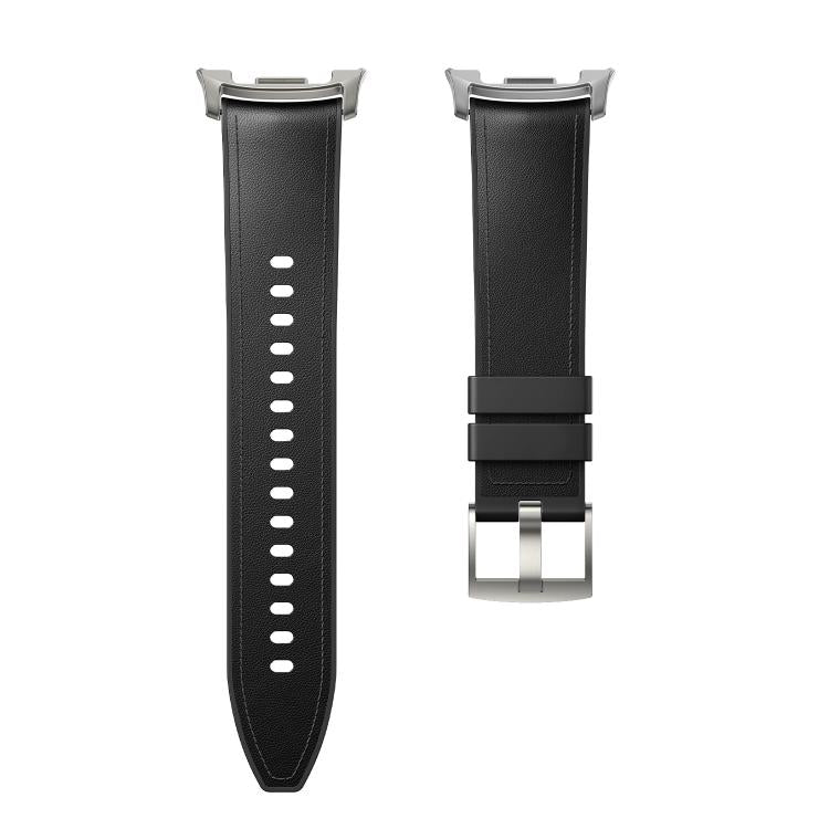 For Samsung Galaxy Watch8 / Watch8 Classic Metal Head Leather Skin Silicone Watch Band