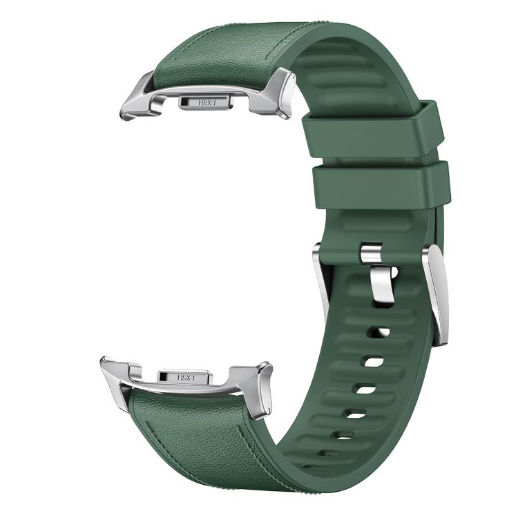 For Samsung Galaxy Watch8 / Watch8 Classic Metal Head Leather Skin Silicone Watch Band
