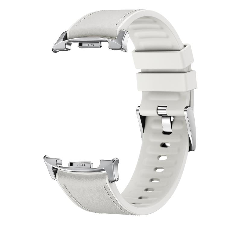 For Samsung Galaxy Watch8 / Watch8 Classic Metal Head Leather Skin Silicone Watch Band