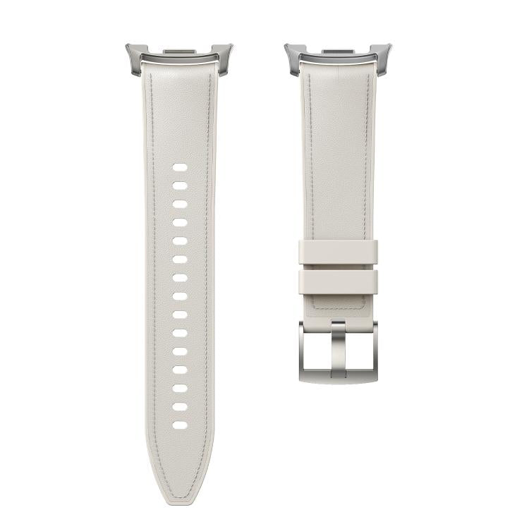 For Samsung Galaxy Watch8 / Watch8 Classic Metal Head Leather Skin Silicone Watch Band