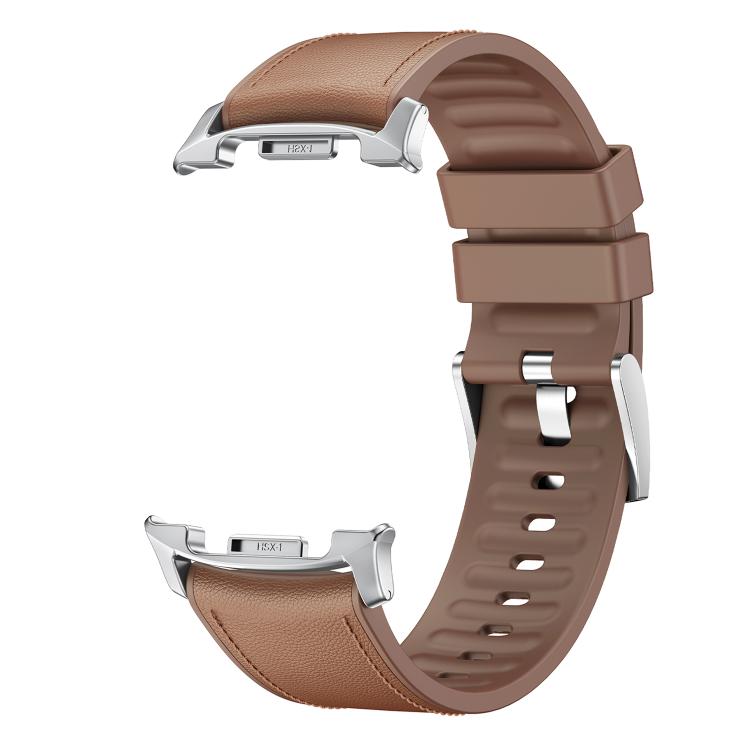 For Samsung Galaxy Watch8 / Watch8 Classic Metal Head Leather Skin Silicone Watch Band