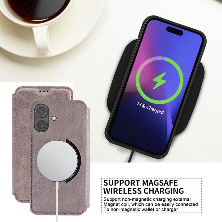 For iPhone 17 Kalebol Flip Card Slot MagSafe Leather Phone Case