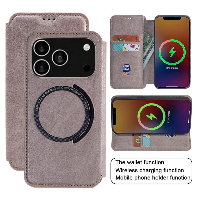 For iPhone 17 Pro Max Kalebol Flip Card Slot MagSafe Leather Phone Case