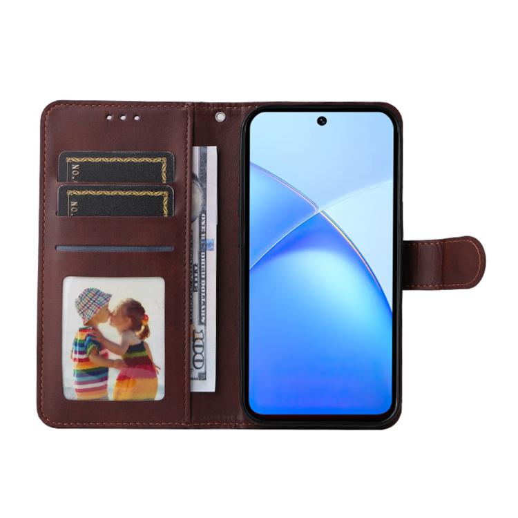 For Tecno Pop 10 ENKAY Card Wallet Calf Texture Leather Phone Case with Screen Film