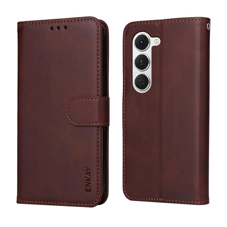 For Tecno Spark 40 Pro ENKAY Card Wallet Calf Texture Leather Phone Case with Screen Film