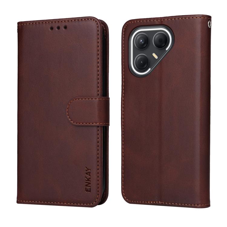 For Tecno Pova 7 Ultra 5G ENKAY Card Wallet Calf Texture Leather Phone Case with Screen Film