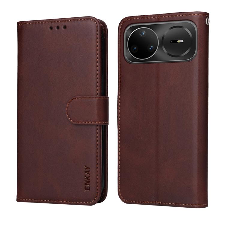 For Huawei nova 15 Pro / 15 Ultra ENKAY Card Wallet Calf Texture Leather Phone Case with Screen Film