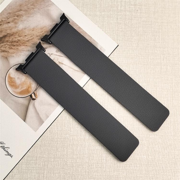 For Samsung Galaxy Watch Ultra 47mm / Ultra 2025 Lychee Texture Soft Magnetic Silicone Watch Band