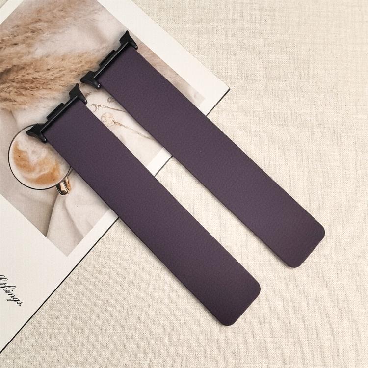 For Samsung Galaxy Watch Ultra 47mm / Ultra 2025 Lychee Texture Soft Magnetic Silicone Watch Band