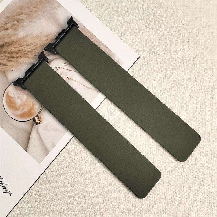For Samsung Galaxy Watch Ultra 47mm / Ultra 2025 Lychee Texture Soft Magnetic Silicone Watch Band