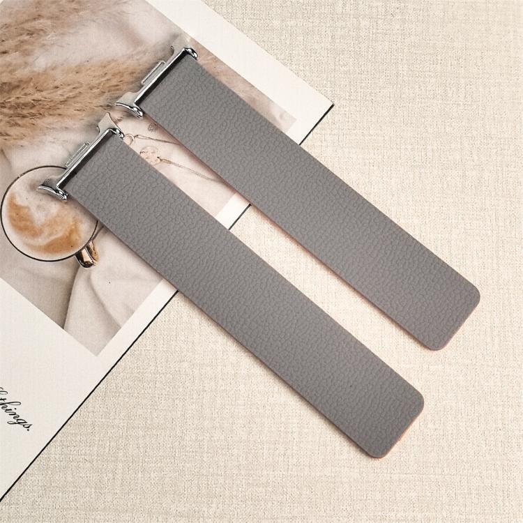 For Samsung Galaxy Watch Ultra 47mm / Ultra 2025 Lychee Texture Soft Magnetic Silicone Watch Band