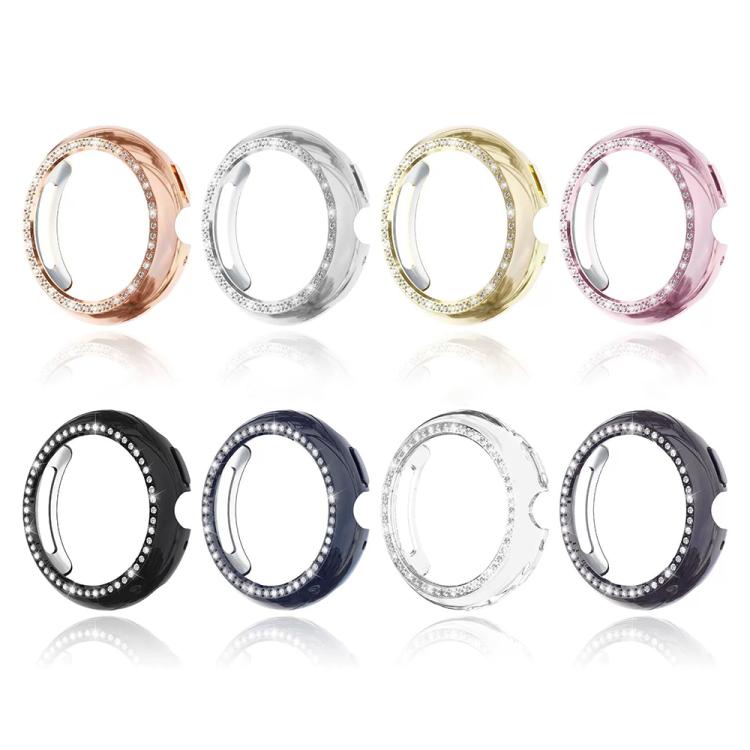 For Google Pixel Watch4 41mm Single Row Diamond Hollow PC Watch Protective Cover - Transparent