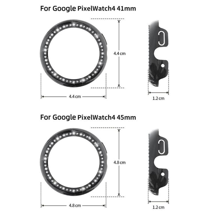 For Google Pixel Watch4 41mm Single Row Diamond Hollow PC Watch Protective Cover - Transparent
