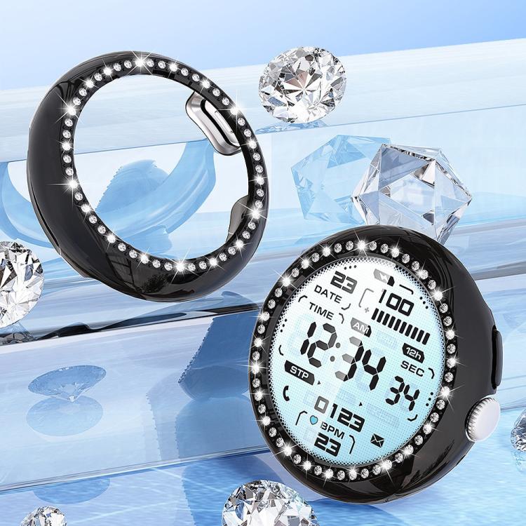 For Google Pixel Watch4 41mm Single Row Diamond Hollow PC Watch Protective Cover - Transparent