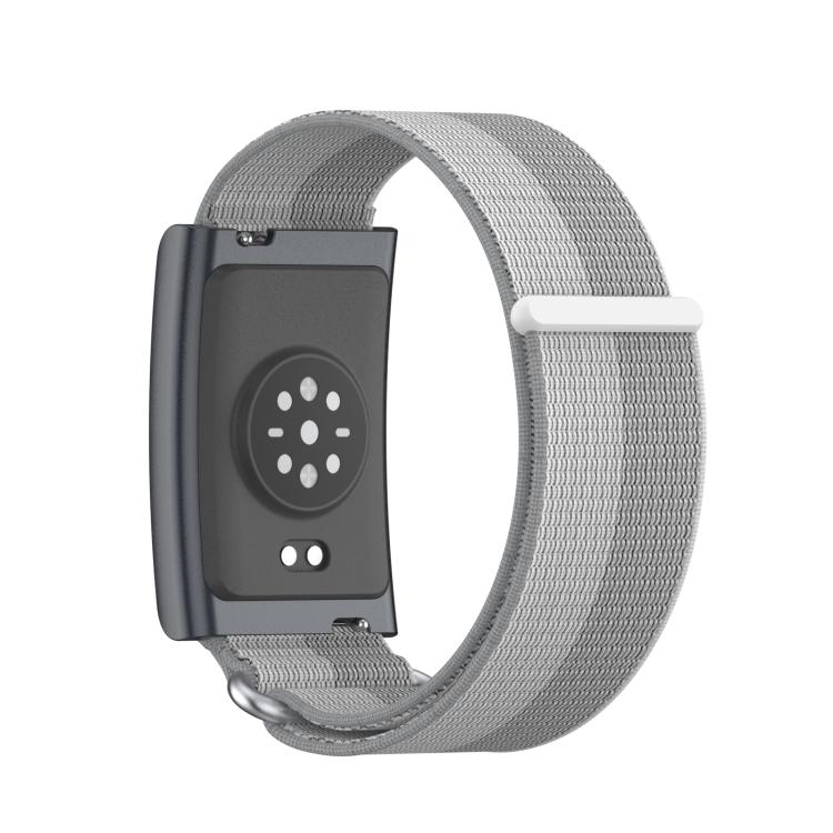For Amazfit Helio Strap Metal Ring Two Sections Nylon Hook and Loop Fastener Watch Band