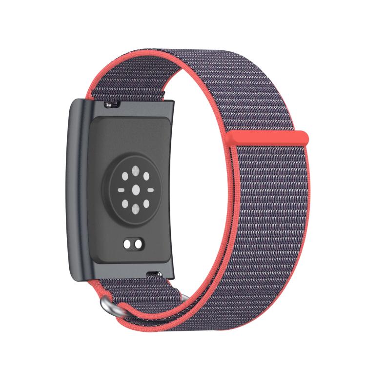 For Amazfit Helio Strap Metal Ring Two Sections Nylon Hook and Loop Fastener Watch Band