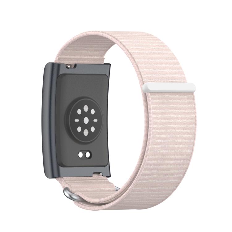 For Amazfit Helio Strap Metal Ring Two Sections Nylon Hook and Loop Fastener Watch Band