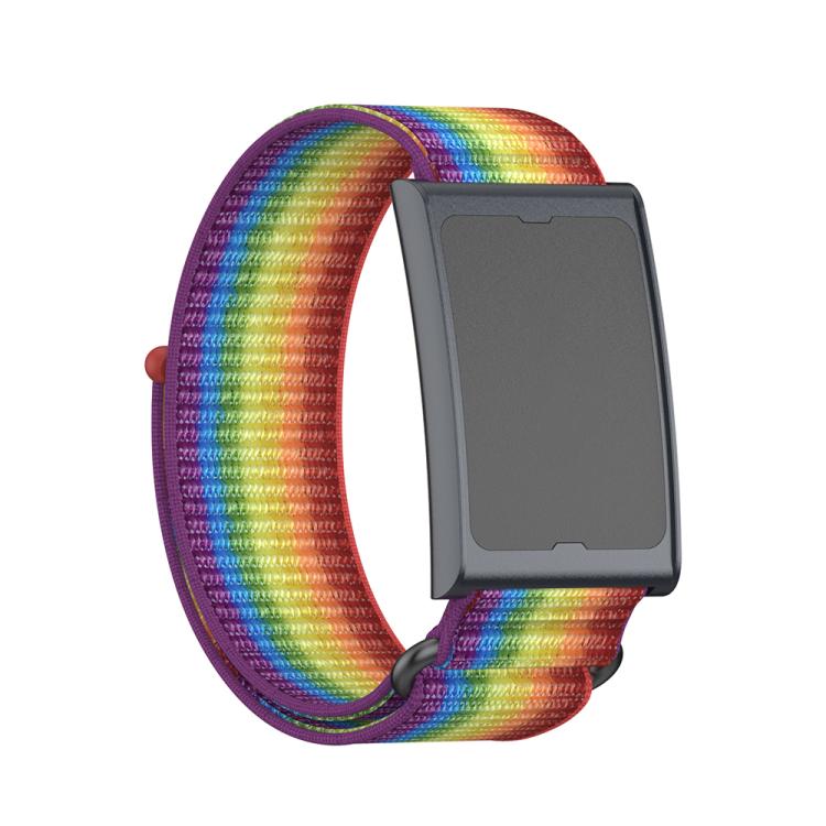 For Amazfit Helio Strap Metal Ring Two Sections Nylon Hook and Loop Fastener Watch Band