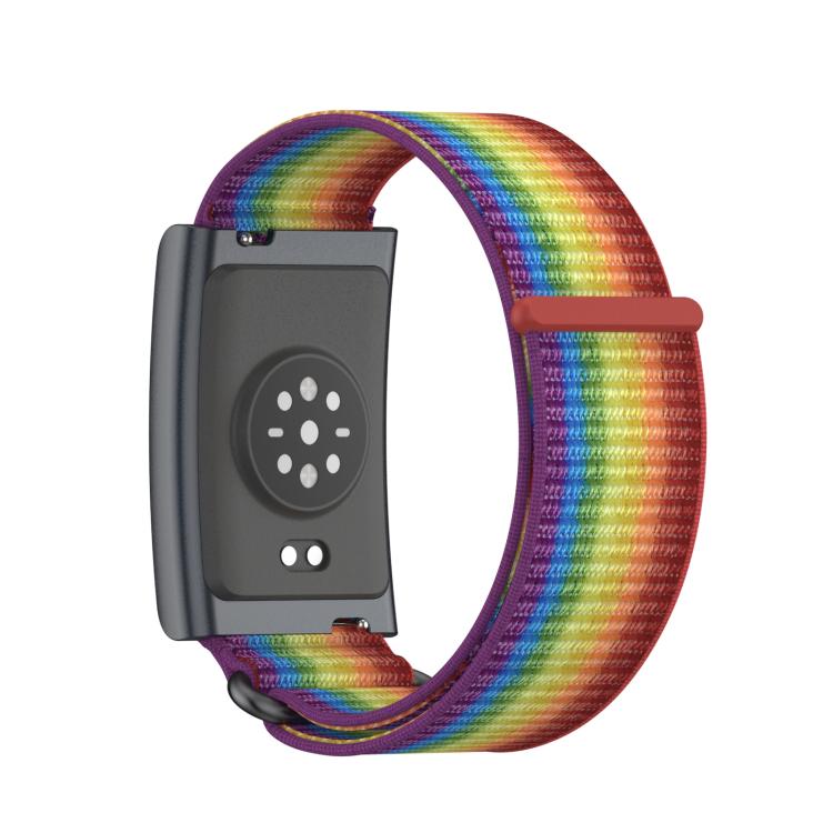 For Amazfit Helio Strap Metal Ring Two Sections Nylon Hook and Loop Fastener Watch Band