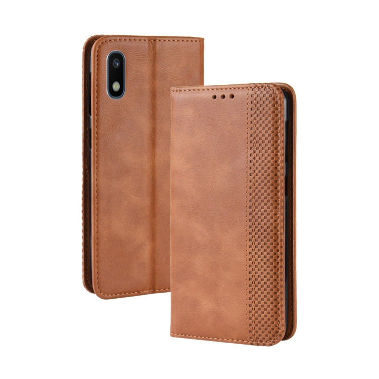 Magnetic Buckle Retro Crazy Horse Texture Horizontal Flip Leather Case for Galaxy A10e , with Holder & Card Slots & Photo Frame