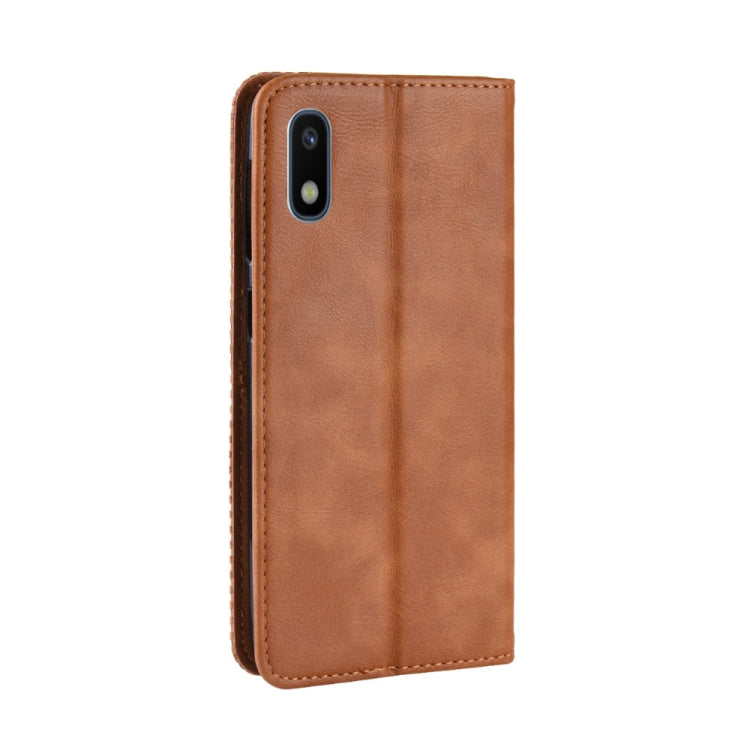 Magnetic Buckle Retro Crazy Horse Texture Horizontal Flip Leather Case for Galaxy A10e , with Holder & Card Slots & Photo Frame