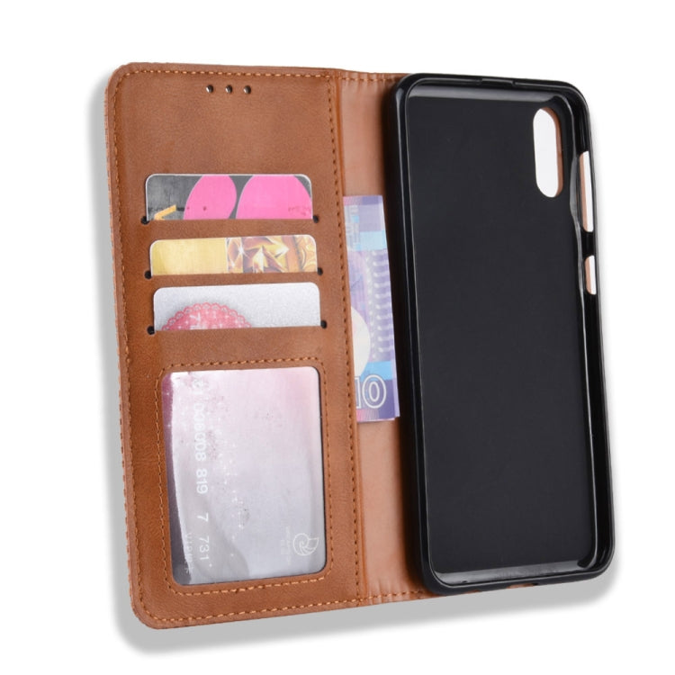 Magnetic Buckle Retro Crazy Horse Texture Horizontal Flip Leather Case for Galaxy A10e , with Holder & Card Slots & Photo Frame