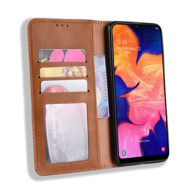 Magnetic Buckle Retro Crazy Horse Texture Horizontal Flip Leather Case for Galaxy A10e , with Holder & Card Slots & Photo Frame