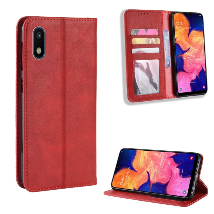 Magnetic Buckle Retro Crazy Horse Texture Horizontal Flip Leather Case for Galaxy A10e , with Holder & Card Slots & Photo Frame