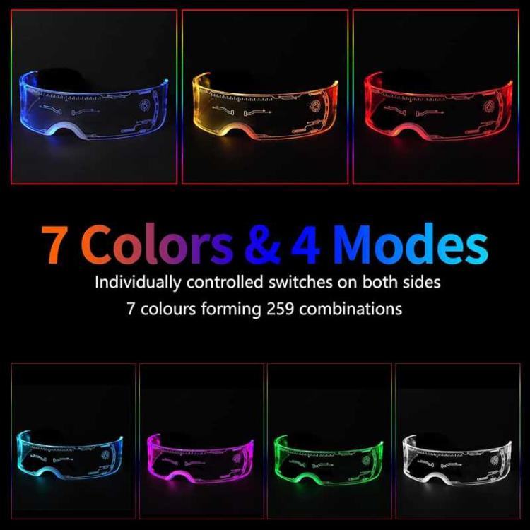 LED Visor Glasses Riding glasses Light up Glasses Futuristic Glasses  Modes Honeycomb Neon Luminous Glasses Men Women Adults Rave Cosplay Bar Mardi Gras Party 7 Styles