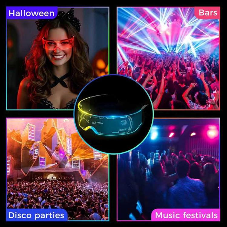 LED Visor Glasses Riding glasses Light up Glasses Futuristic Glasses  Modes Honeycomb Neon Luminous Glasses Men Women Adults Rave Cosplay Bar Mardi Gras Party 7 Styles