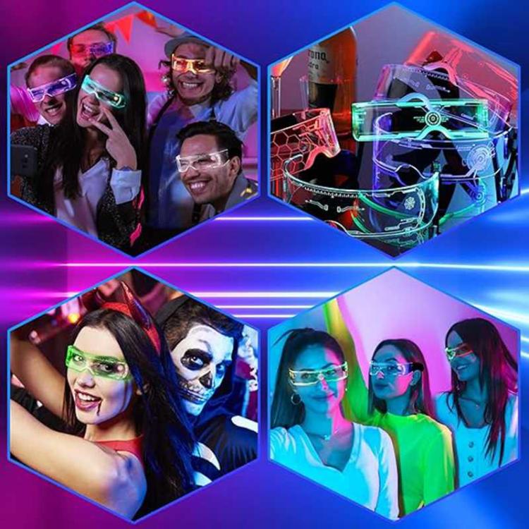 LED Visor Glasses Riding glasses Light up Glasses Futuristic Glasses  Modes Honeycomb Neon Luminous Glasses Men Women Adults Rave Cosplay Bar Mardi Gras Party 7 Styles