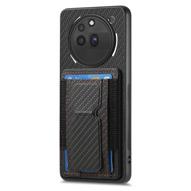 For Nothing Phone 3a Pro Carbon Fiber Fold Stand Elastic Card Bag Phone Case