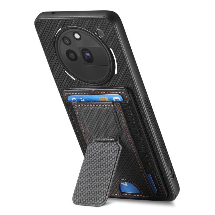 For Nothing Phone 3a Pro Carbon Fiber Fold Stand Elastic Card Bag Phone Case