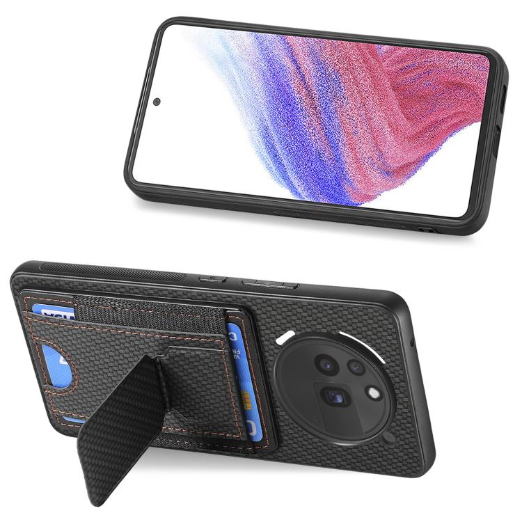For Nothing Phone 3a Pro Carbon Fiber Fold Stand Elastic Card Bag Phone Case