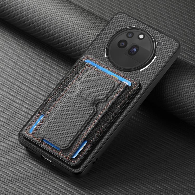 For Nothing Phone 3a Pro Carbon Fiber Fold Stand Elastic Card Bag Phone Case