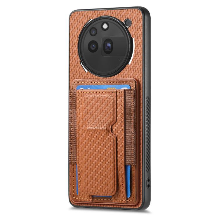 For Nothing Phone 3a Pro Carbon Fiber Fold Stand Elastic Card Bag Phone Case
